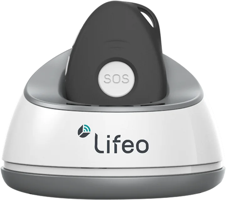 lifeo Go – mobiler Notrufsender mit GPS und Ladestation